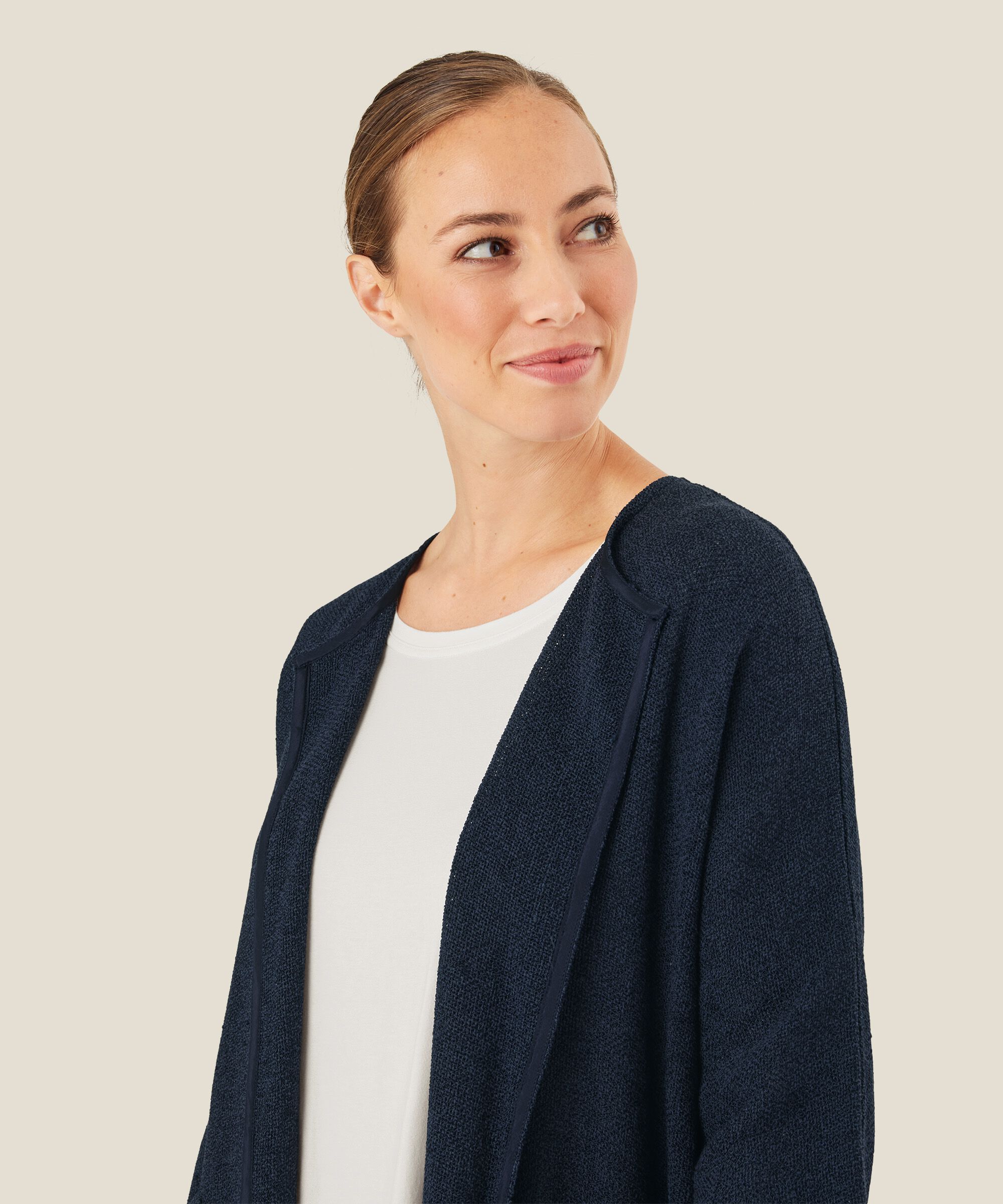 Veste Longue En Bouclé, Navy