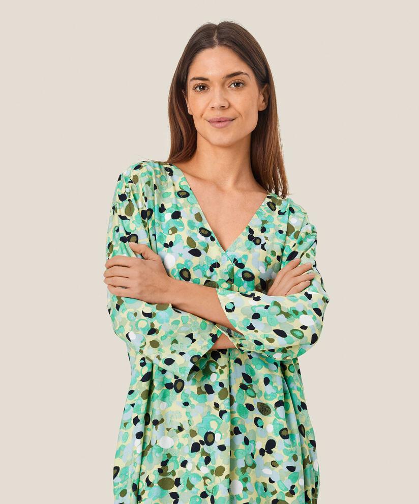 robe en viscose avec col en V et poches fendues, Winter Green