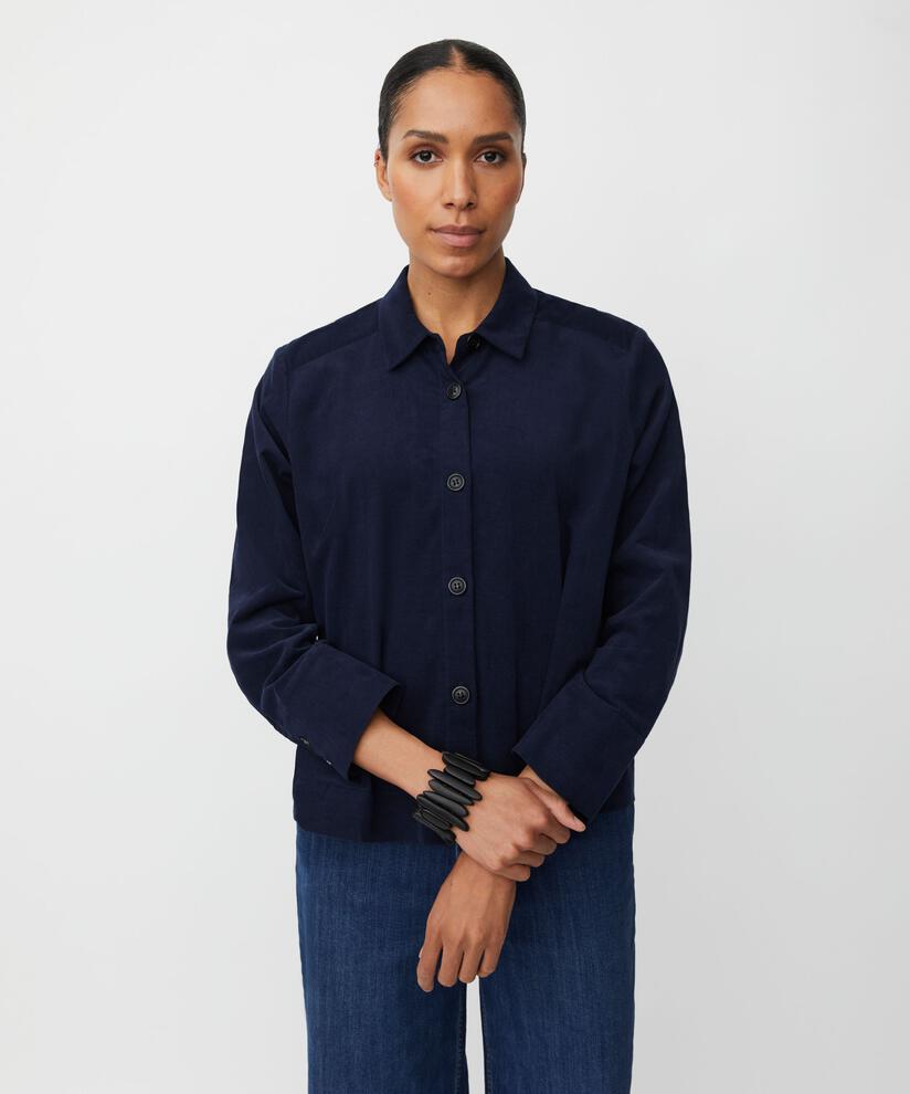veste chemise en velours avec col, Navy Blazer