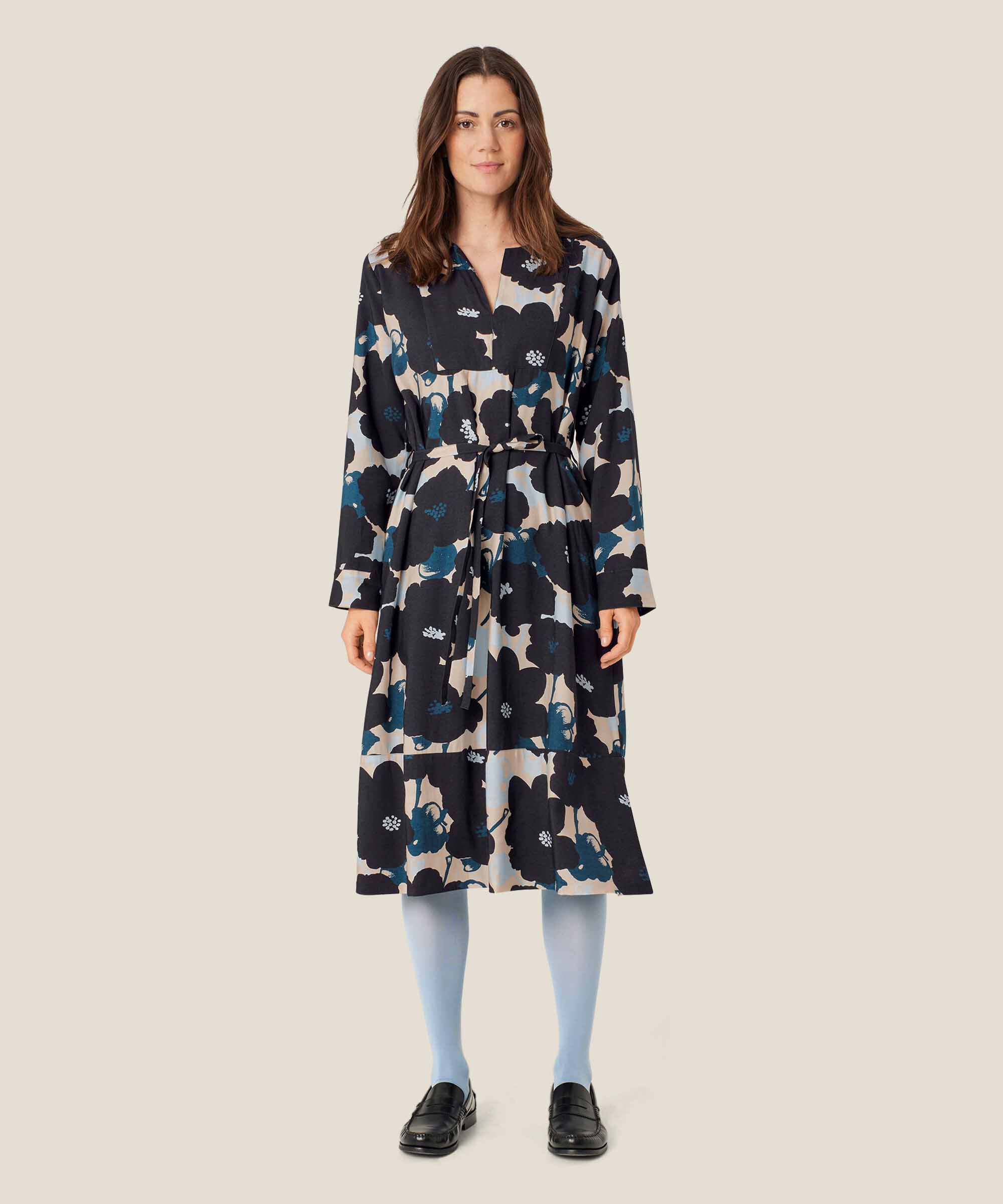 robe en viscose avec lien à la taille, Moonlit Ocean