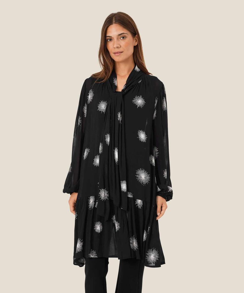 tunique transparente avec liens au cou, Black