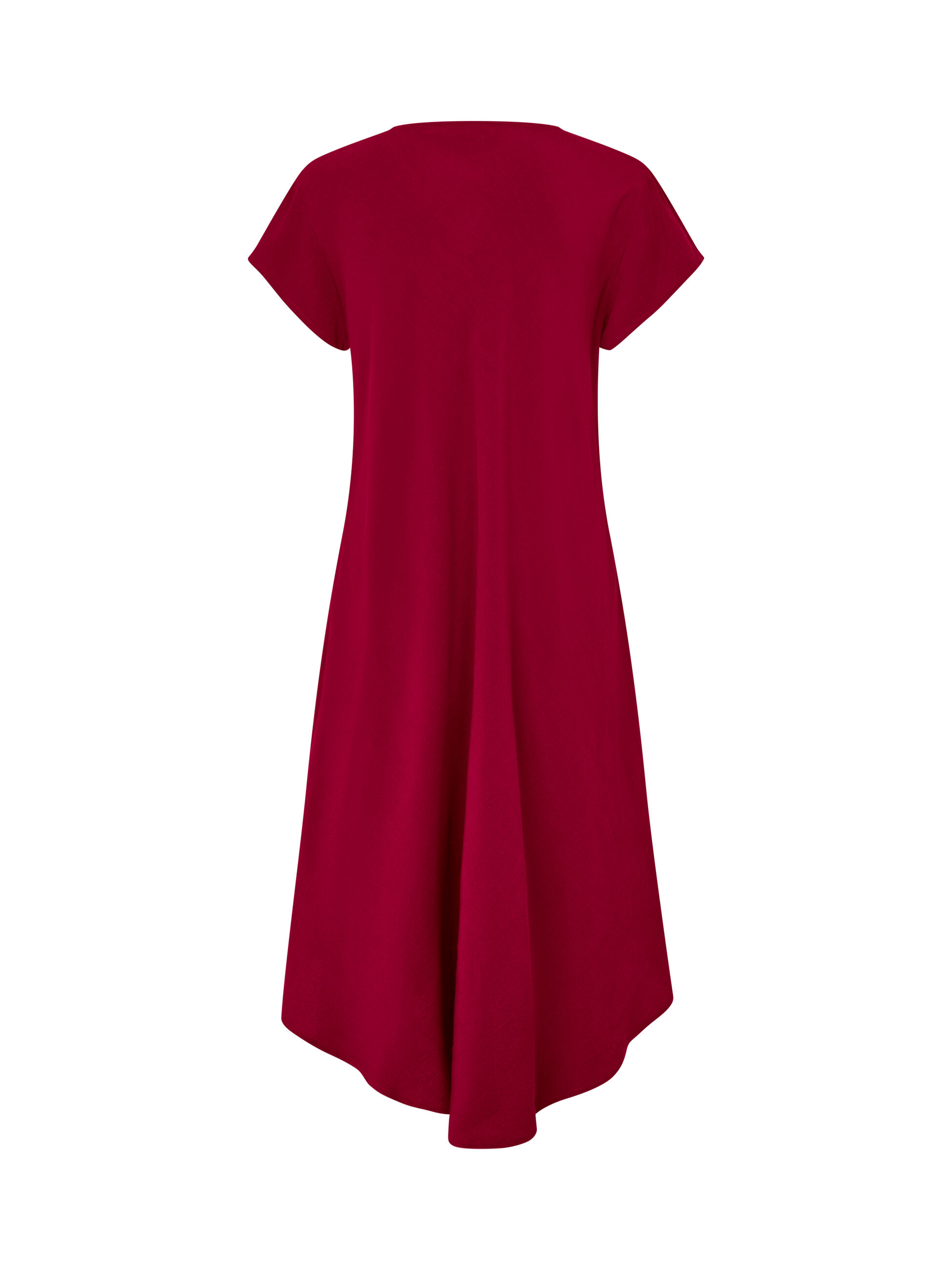 Robe en viscose &agrave; manches courtes et col en V, Beet Red