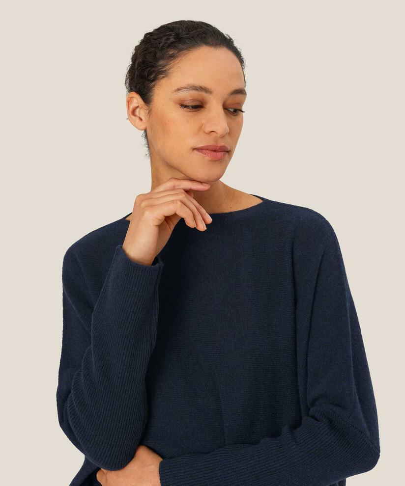pull en laine oversize à col rond, Mood Indigo