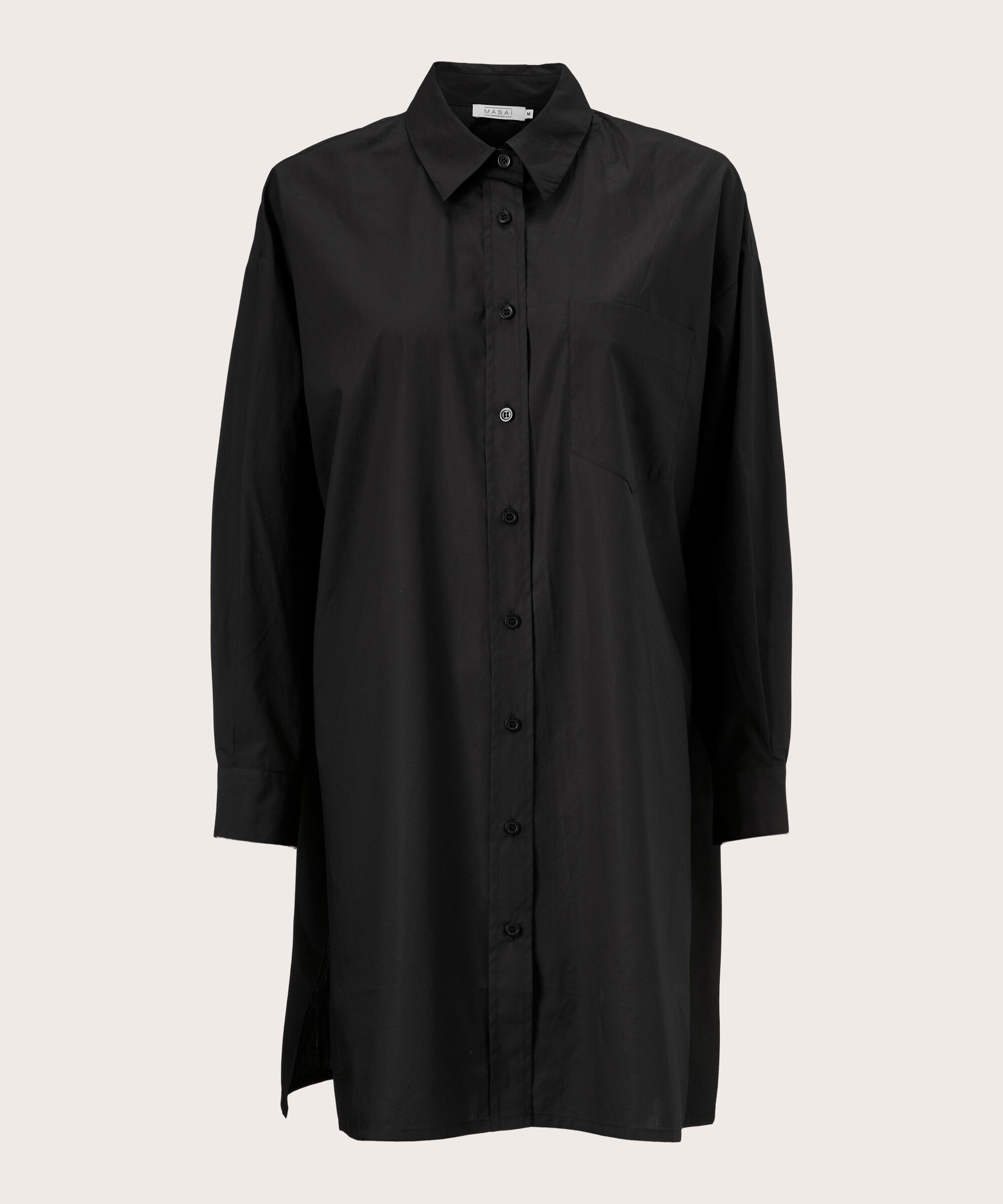 chemise boutonnée en coton, Black