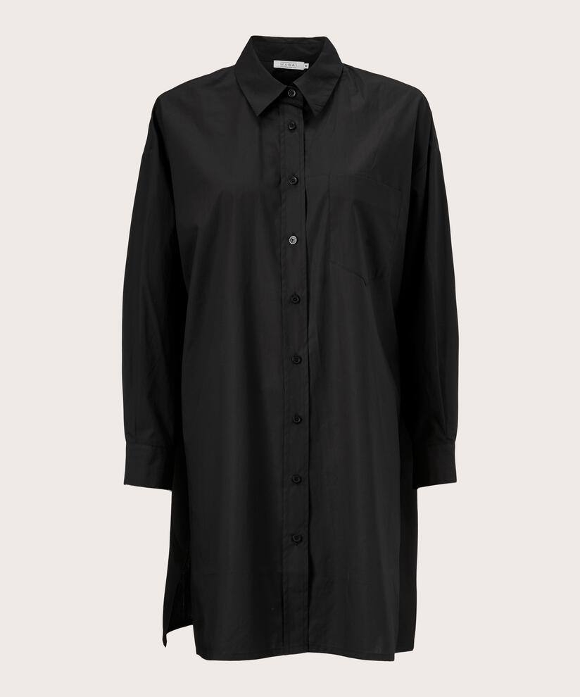 chemise boutonnée en coton, Black