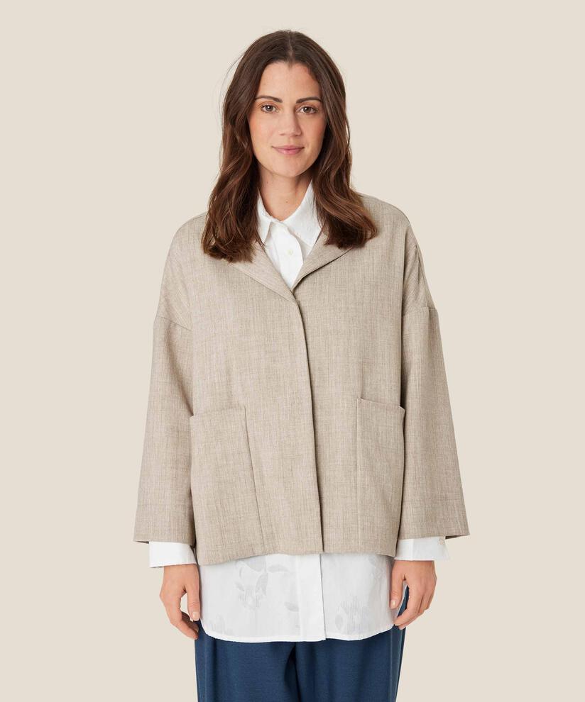 veste avec poches et boutons cachés, Beige melange