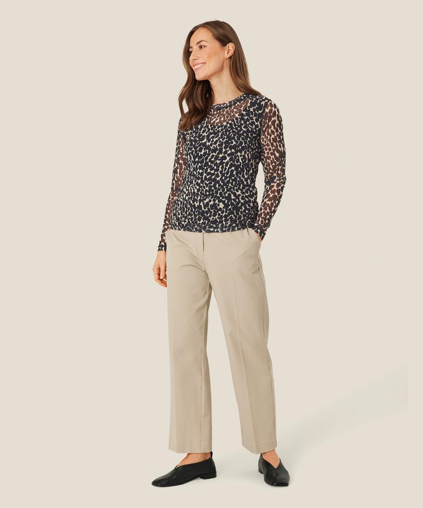 Pantalon En Coton Épais Avec Poches Fendues, Plaza Taupe
