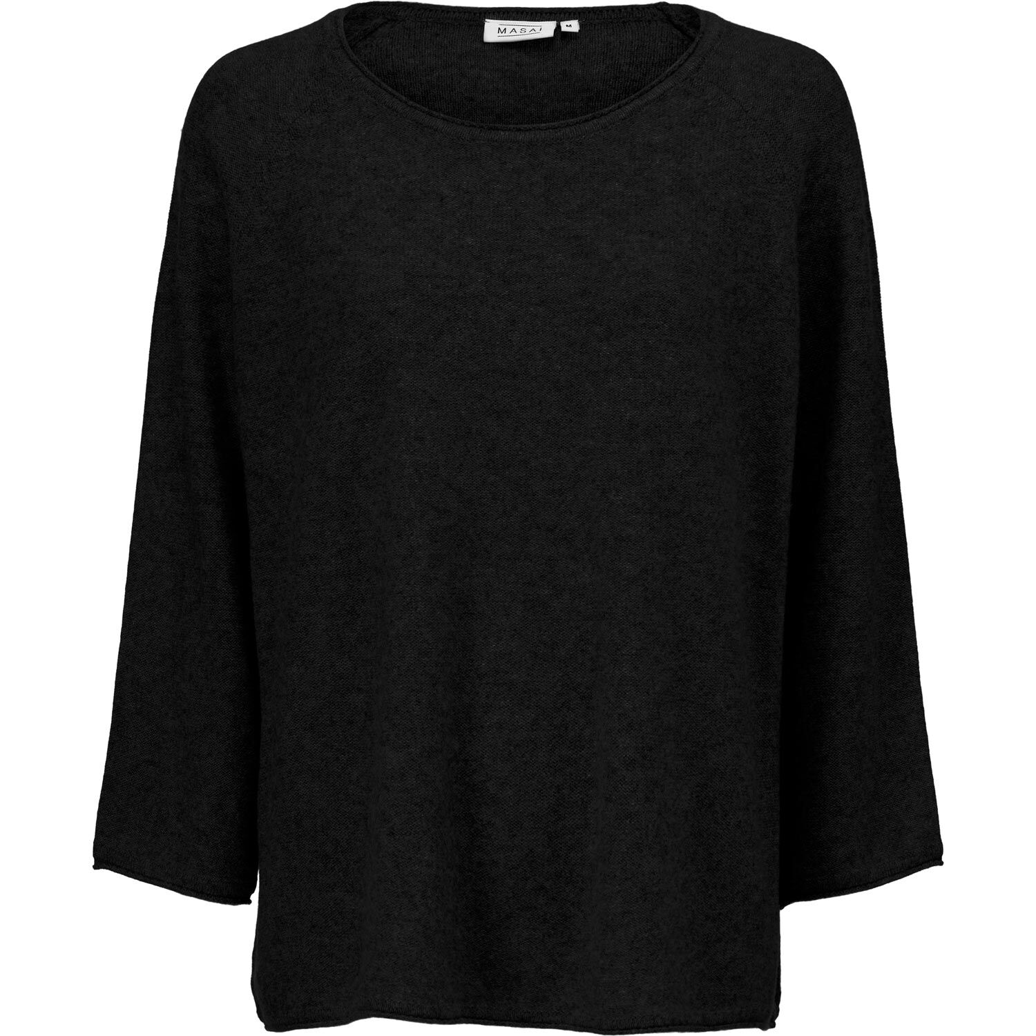 pull en laine &agrave; manches 3/4, Black