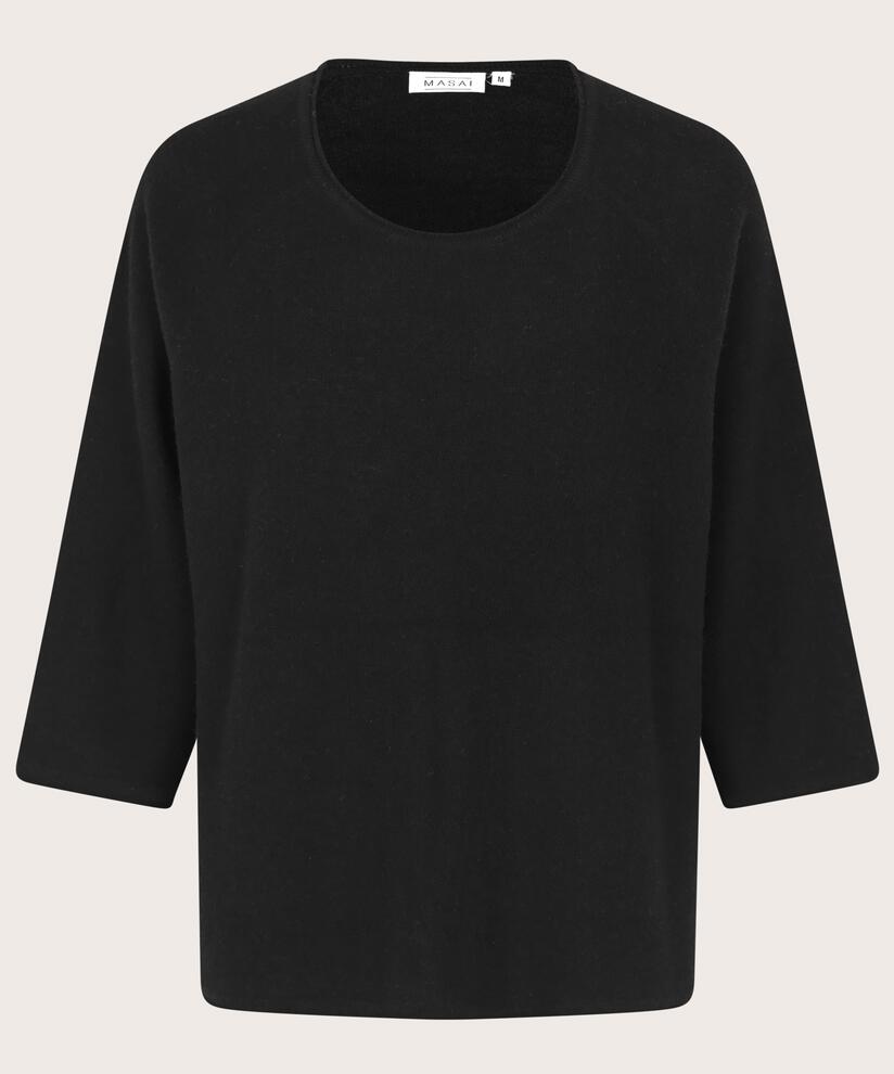 pull en laine à manches 3/4, Black
