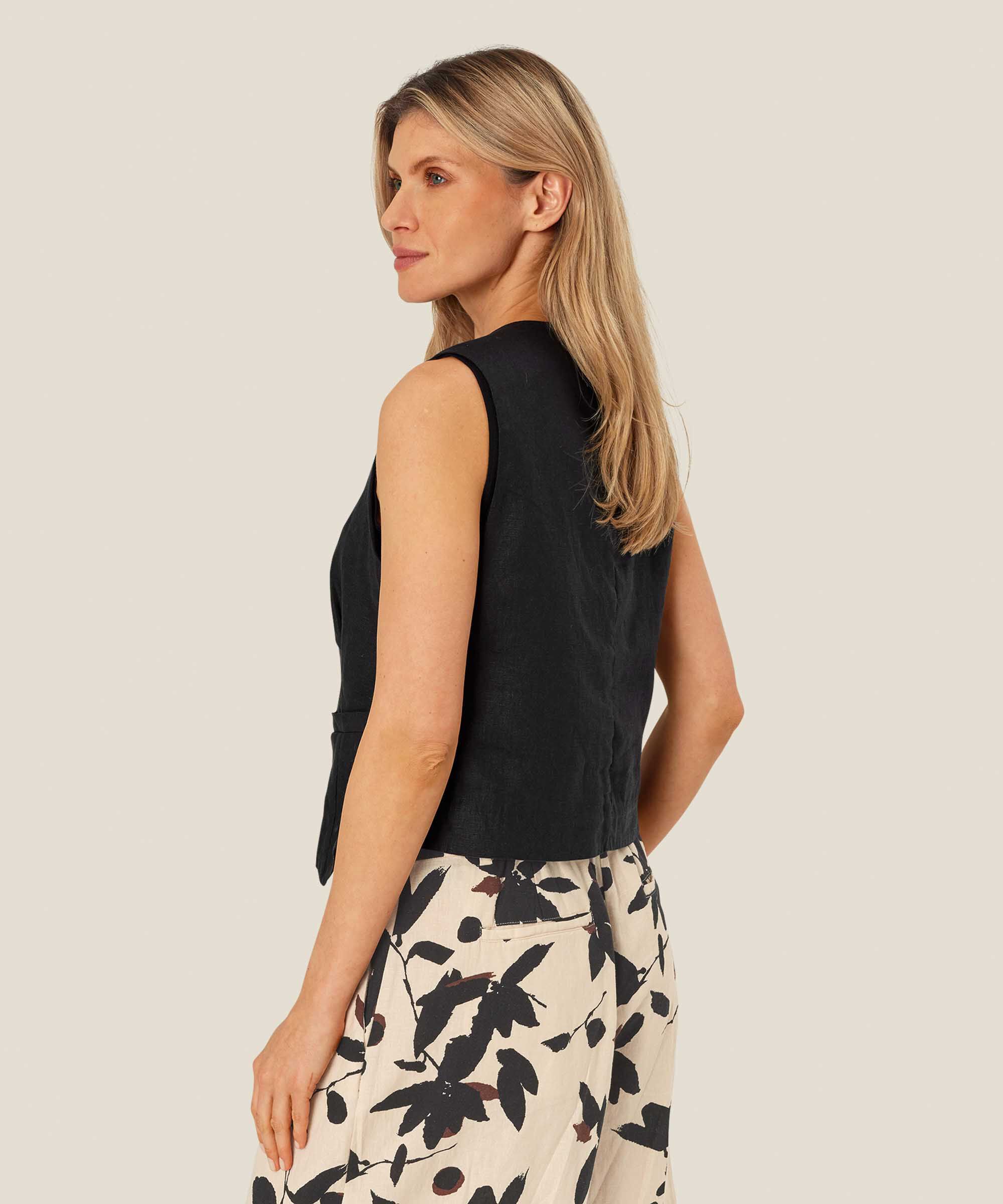 gilet féminin en lin doux, Black