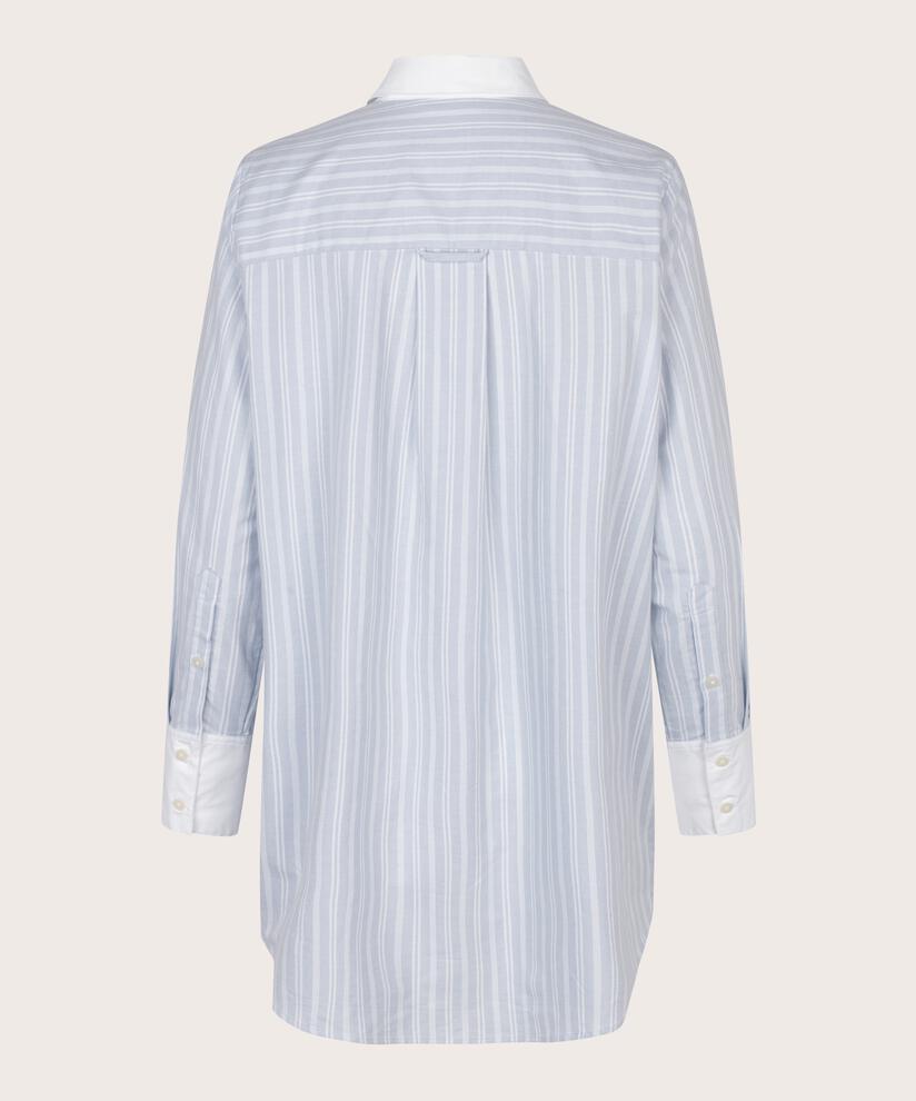 tunique en coton avec col chemise et boutons, Blue Fog