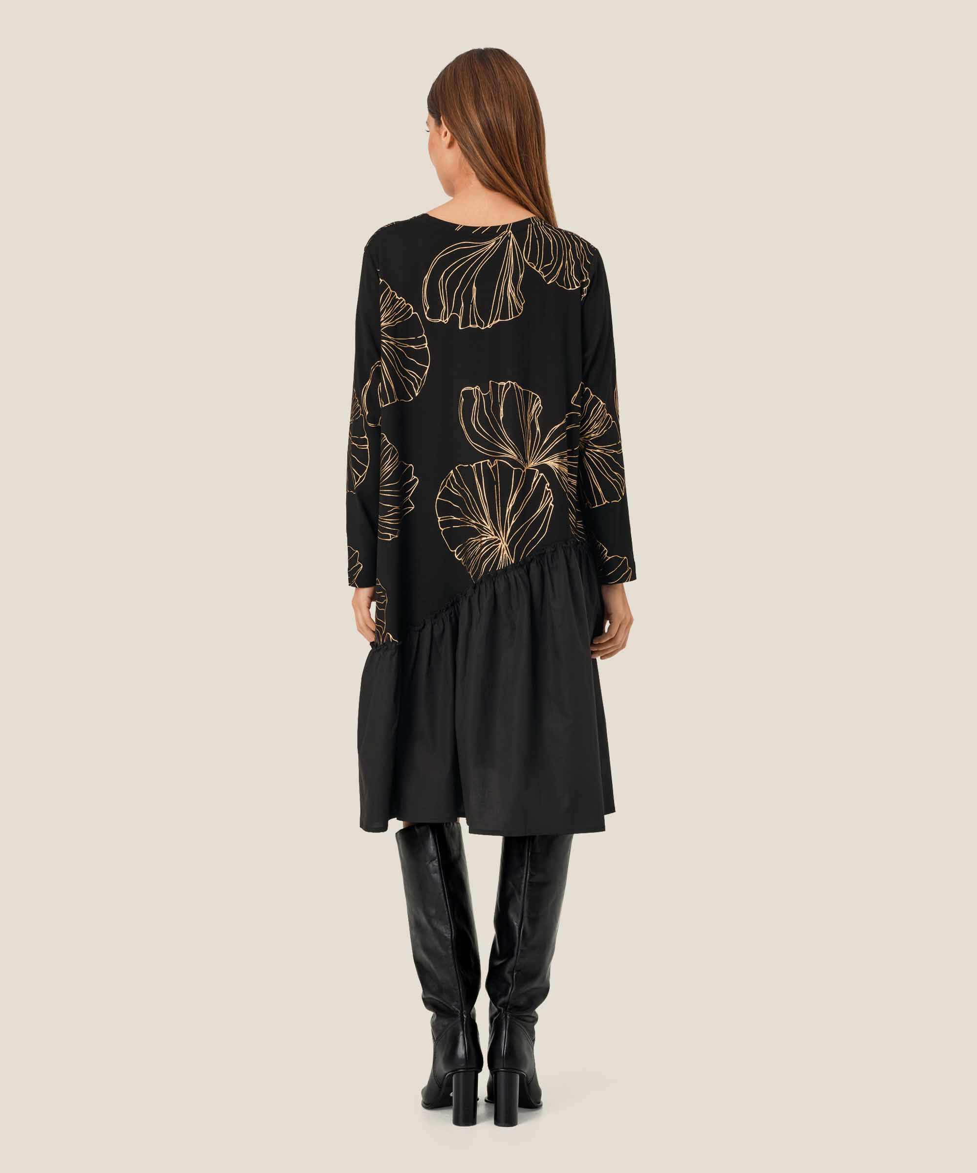 robe en jersey épais avec imprimé doré, Gold