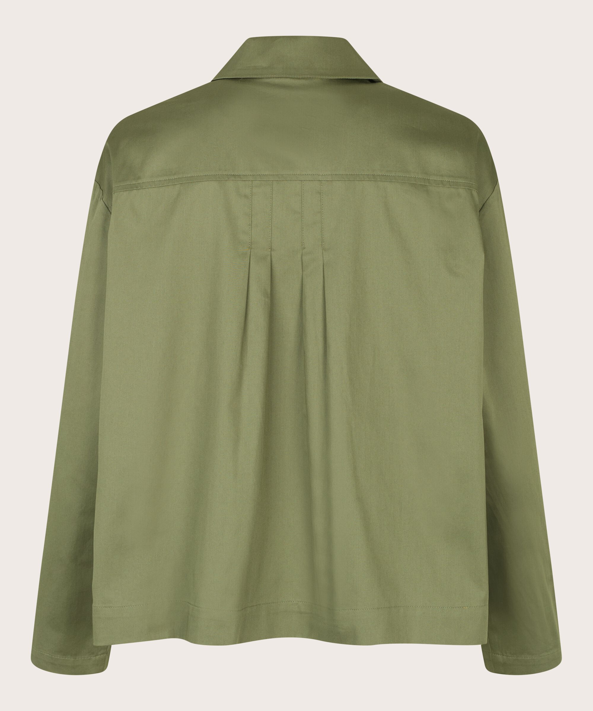 veste chemise en coton avec drapés, Loden Green
