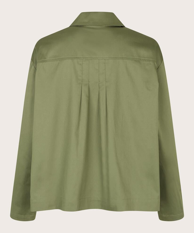 veste chemise en coton avec drapés, Loden Green
