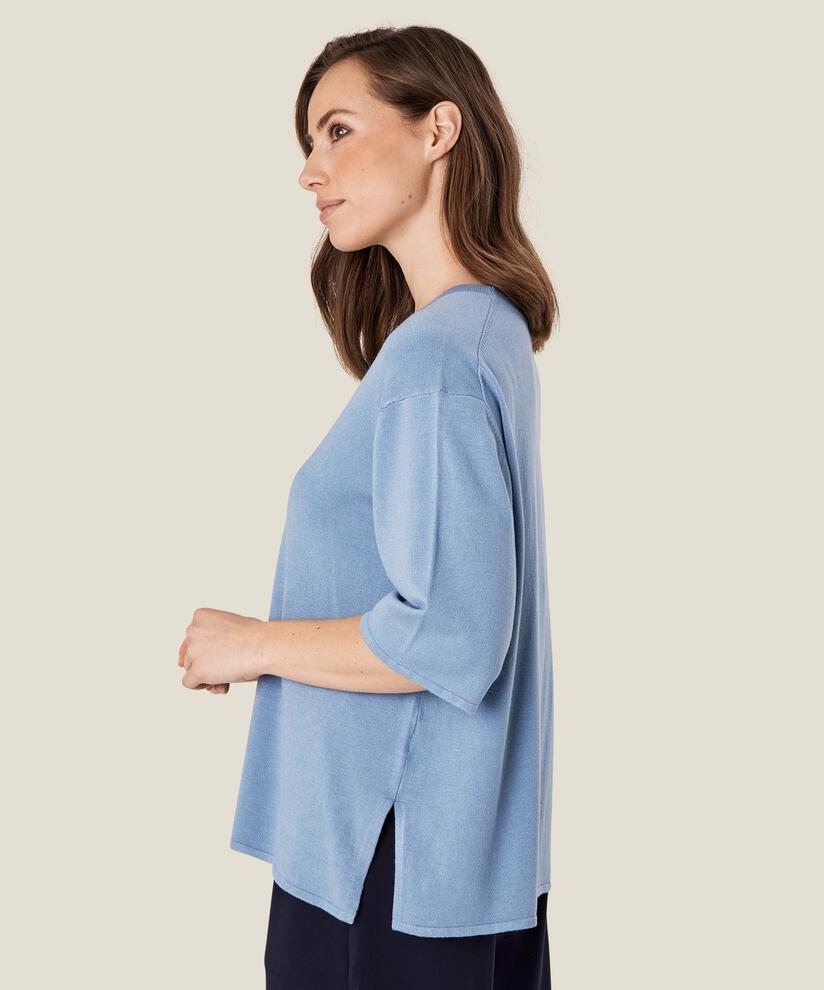 top en maille à manches courtes, Ashley Blue