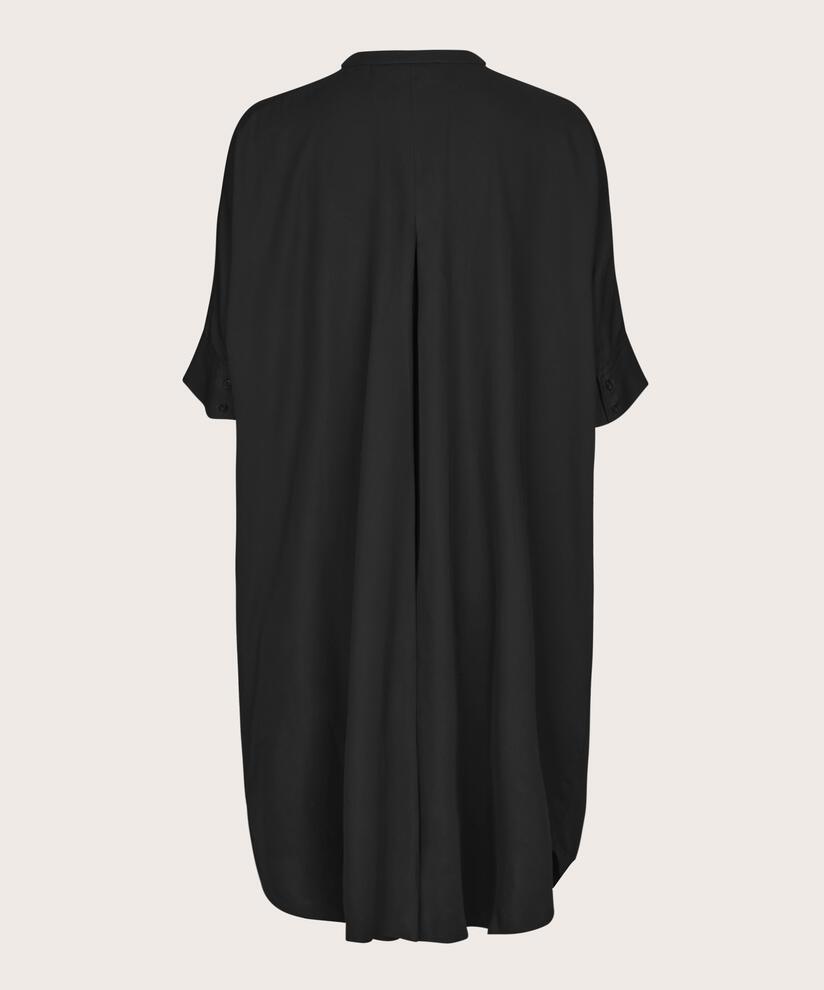 robe en viscose mélangée avec poches, Black
