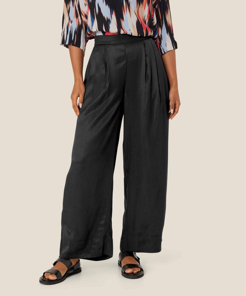 pantalon en viscose avec élastique au dos, Black