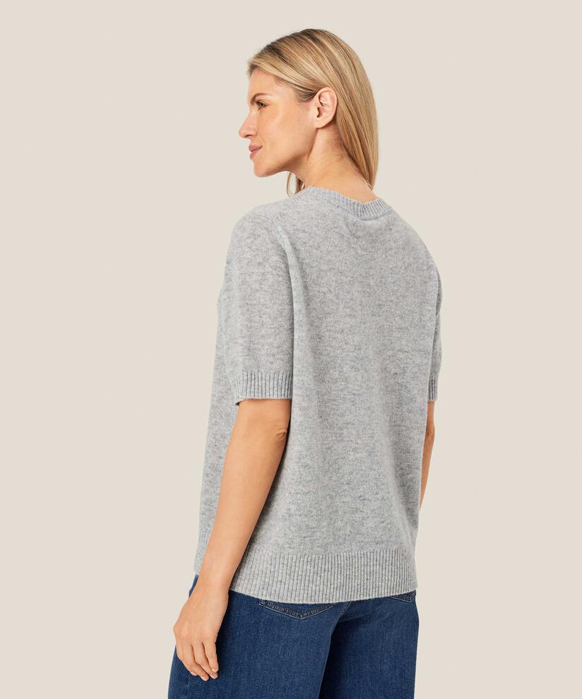 pull tricoté à manches courtes en laine, L. Grey mel.