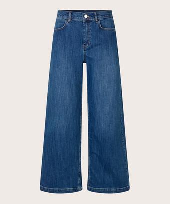 jean extensible à jambes larges, Blue Denim