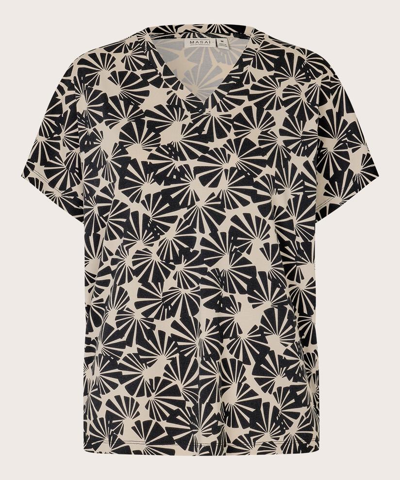 t-shirt imprimé à col en V, Fog