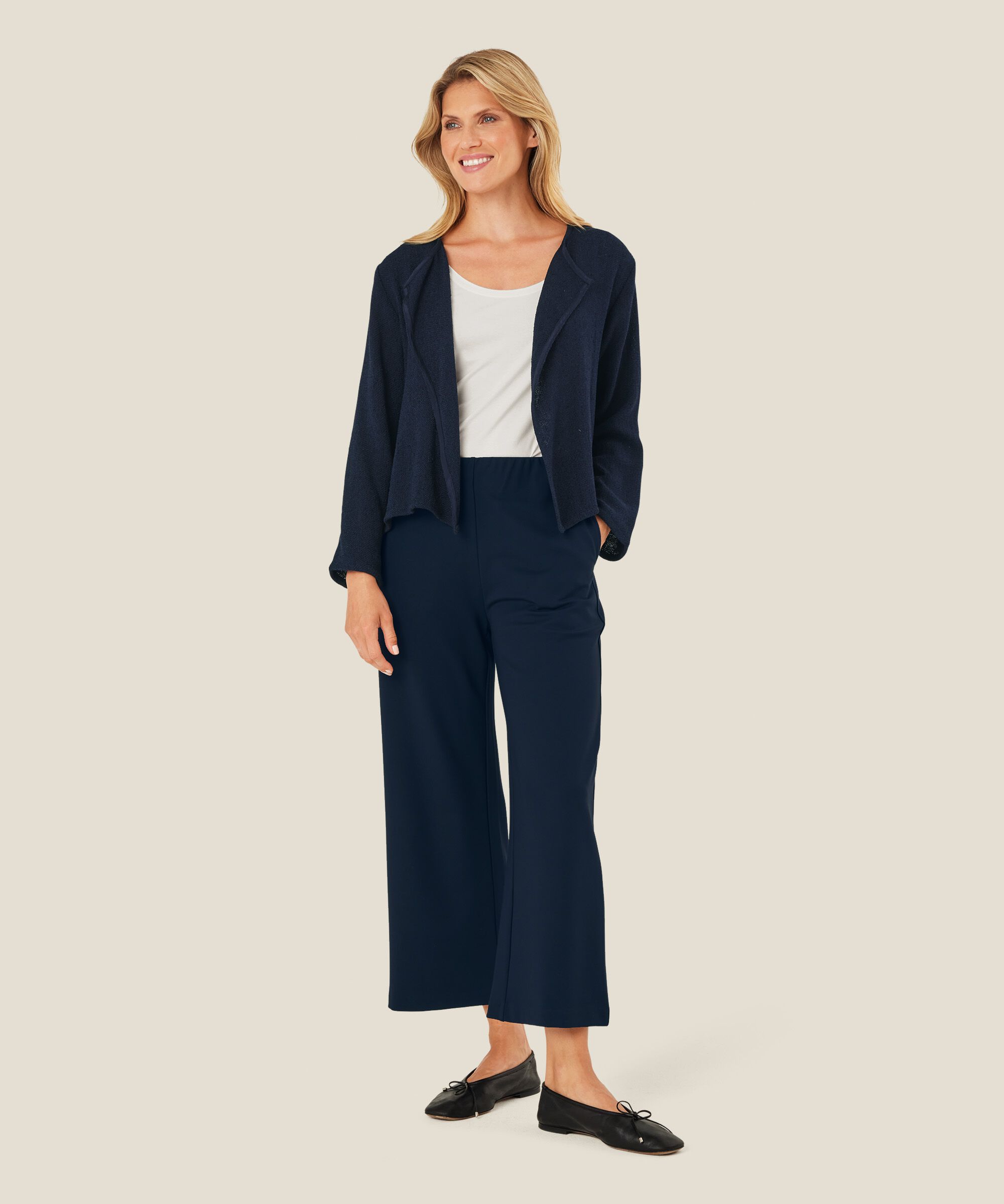 Veste Courte En Bouclé, Navy