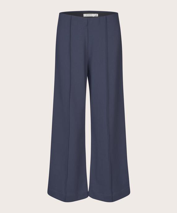 pantalon en jersey à plis cousus et taille élastiquée, Mood Indigo
