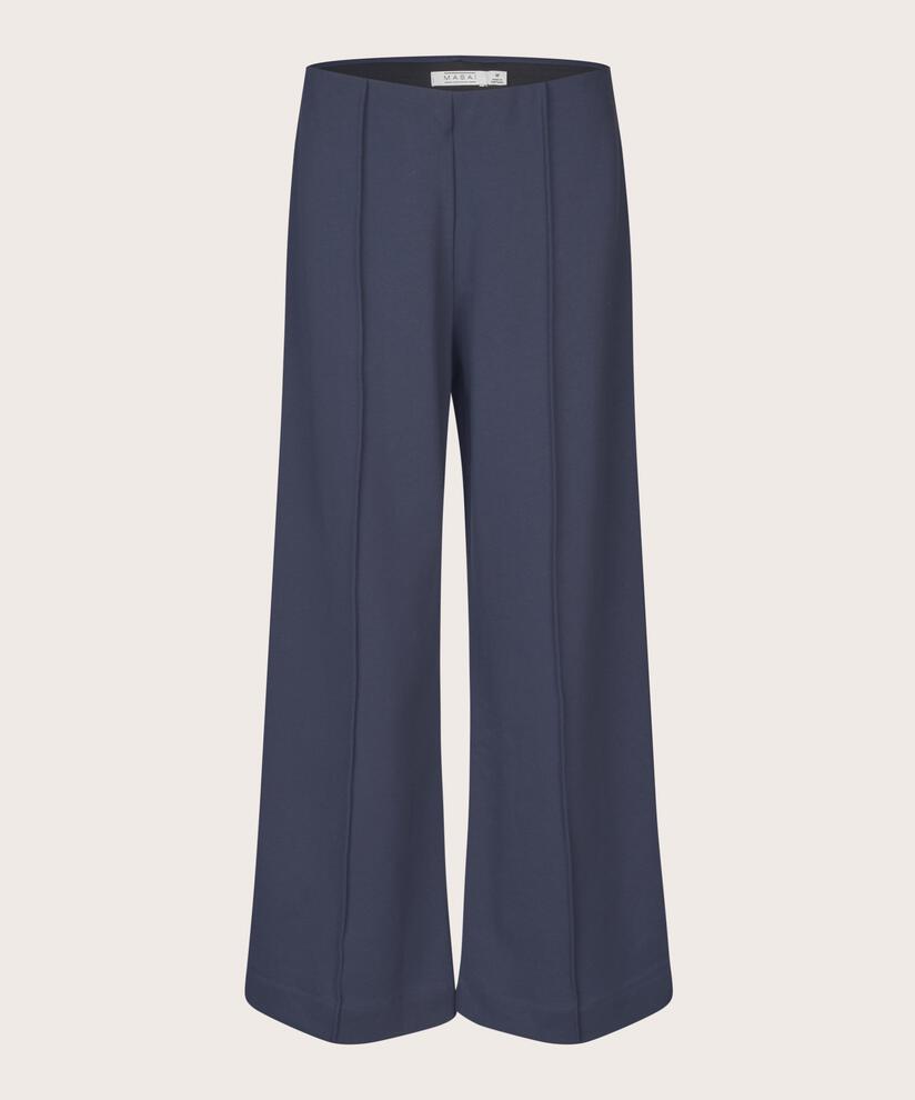 pantalon en jersey à plis cousus et taille élastiquée, Mood Indigo