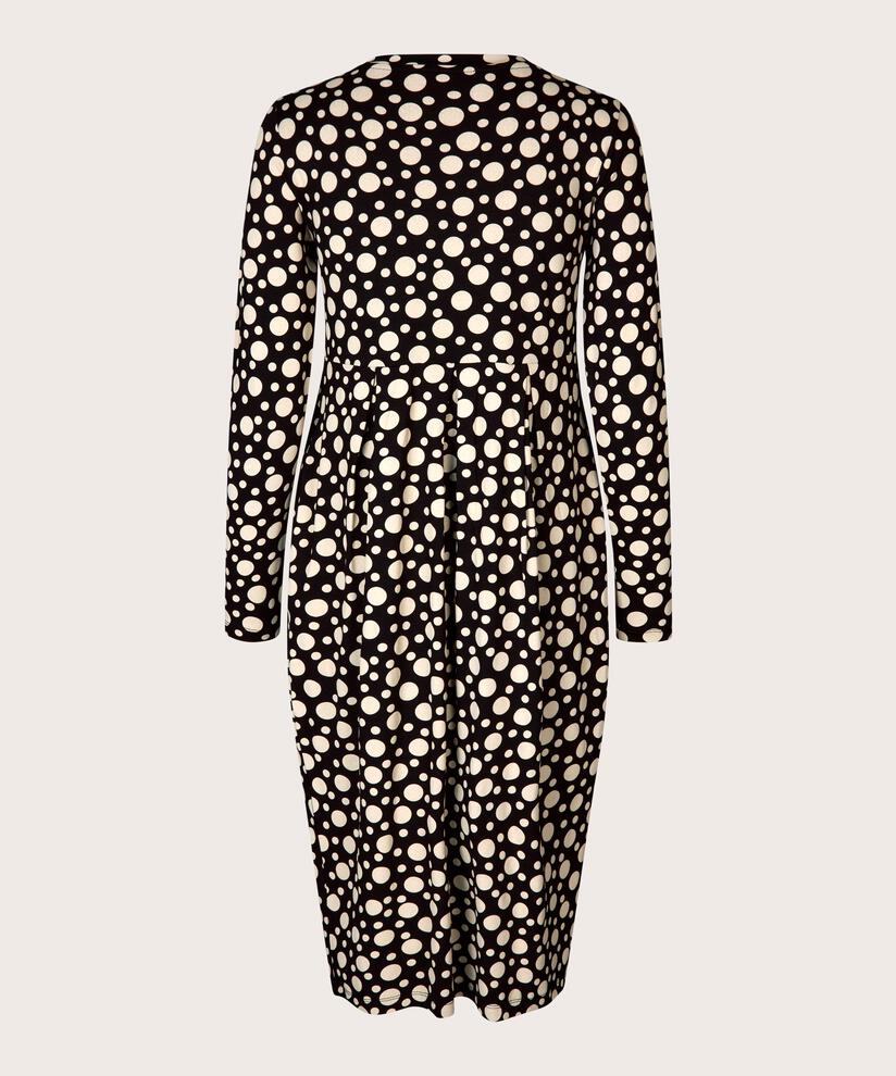robe tulipe à motifs avec manches longues, Black