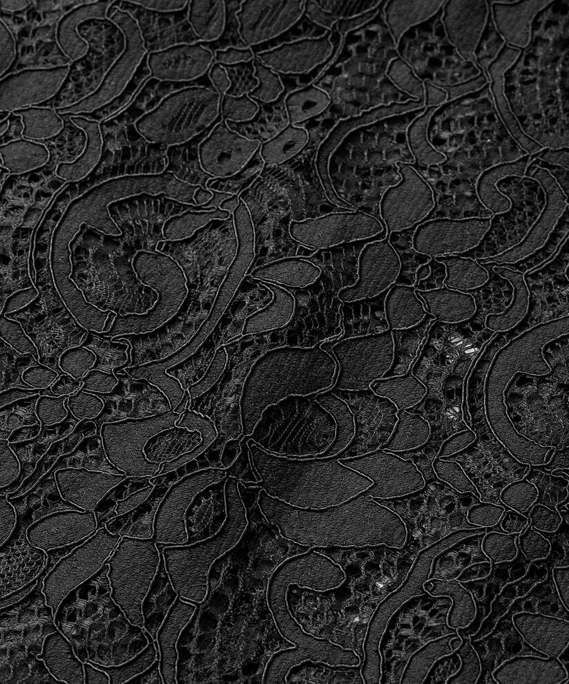 robe en dentelle transparente à franges, Black