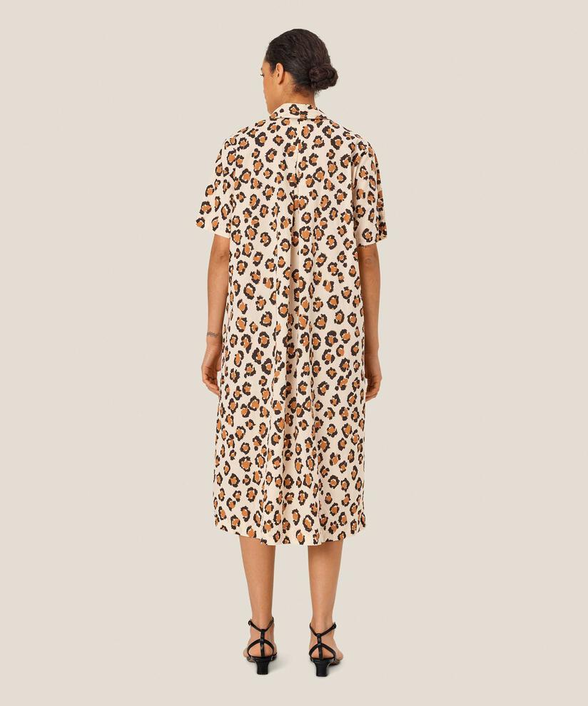 robe en coton avec patte de boutonnage et poches fendues, Cashew