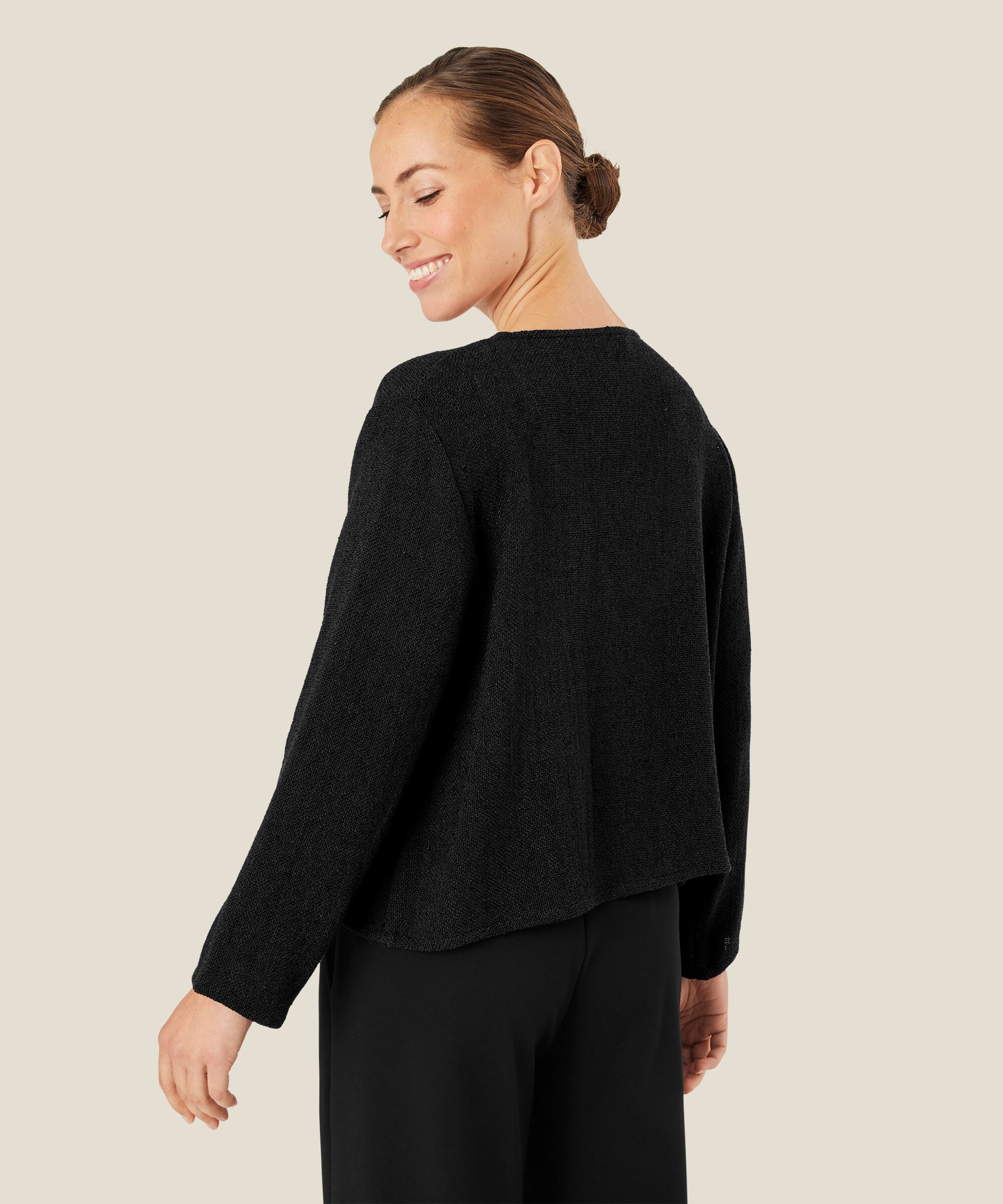 Veste Courte En Bouclé, Black
