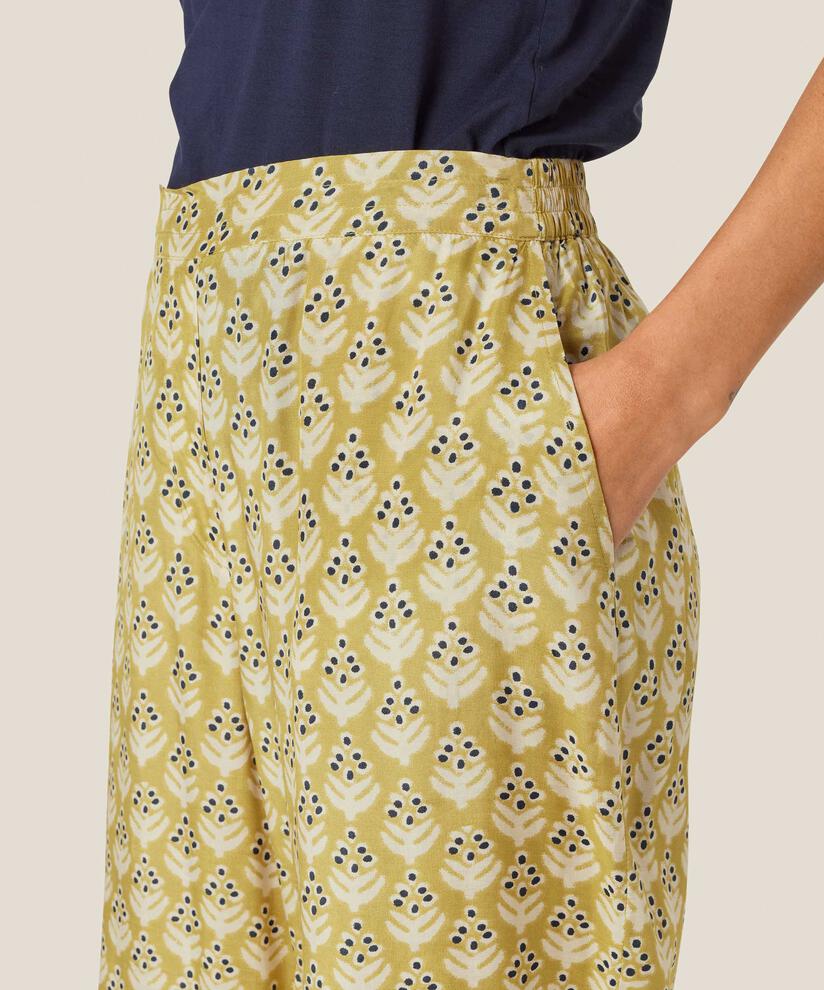 pantalon en viscose imprimé avec poches fendues et taille élastique, Burnish Gold