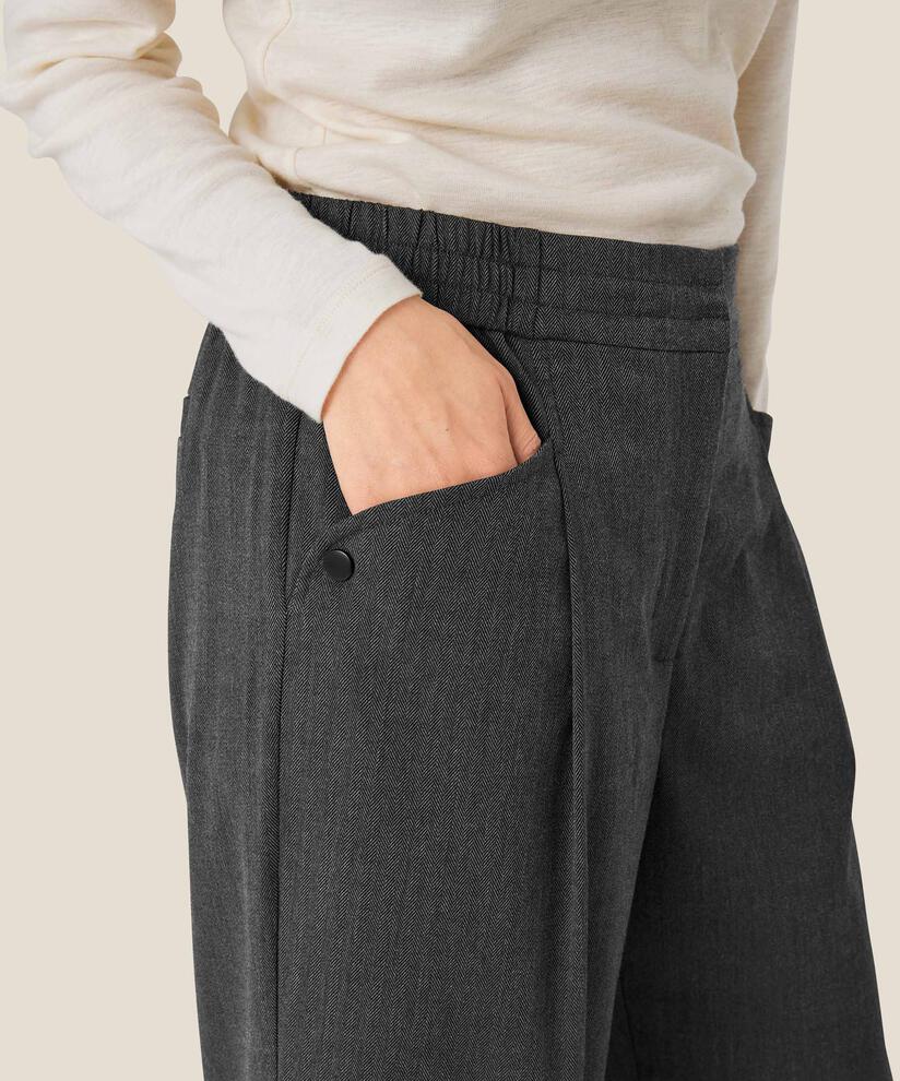 pantalon avec taille élastique et poches arrière passepoilées, D. Grey mel.