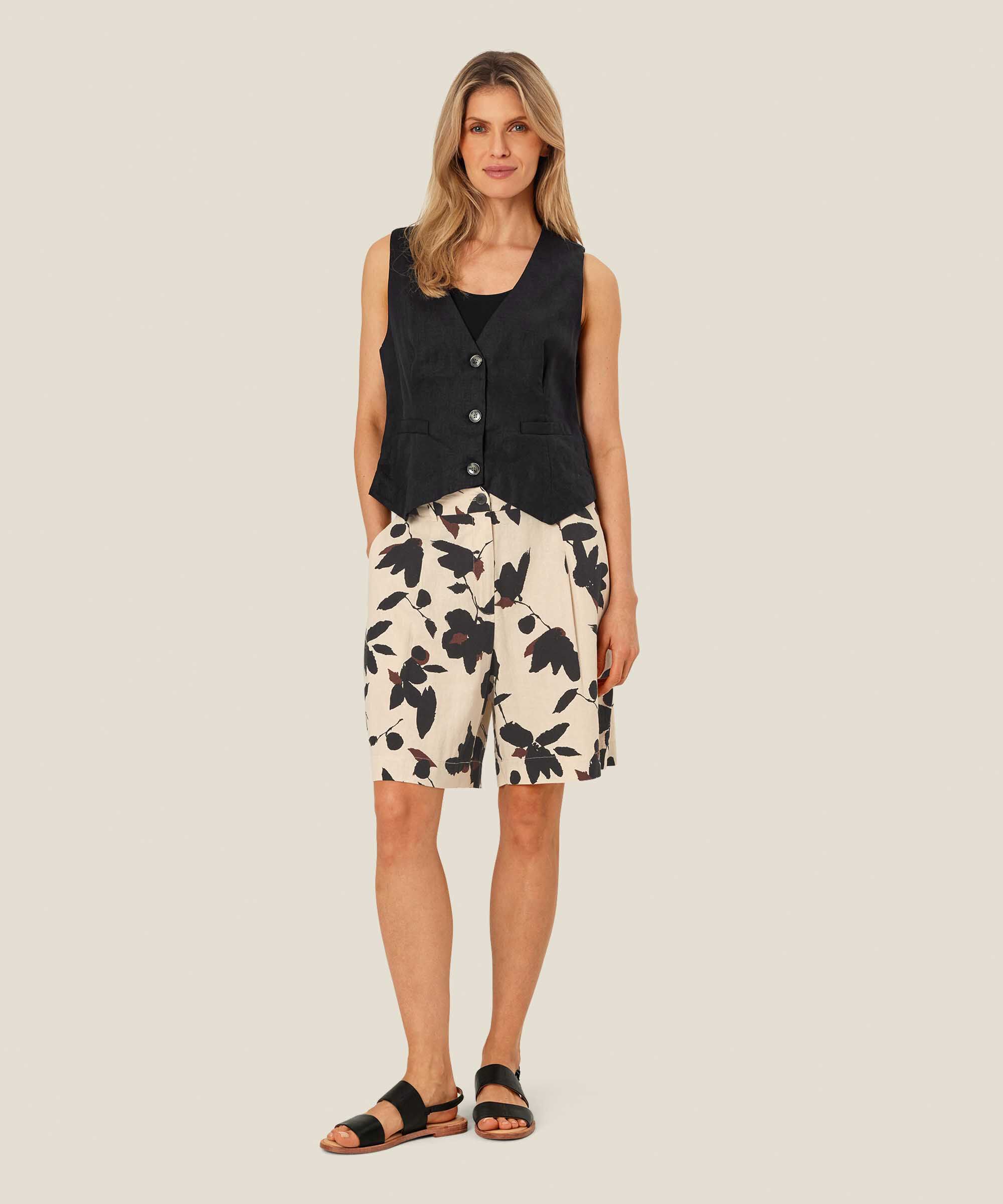 gilet féminin en lin doux, Black