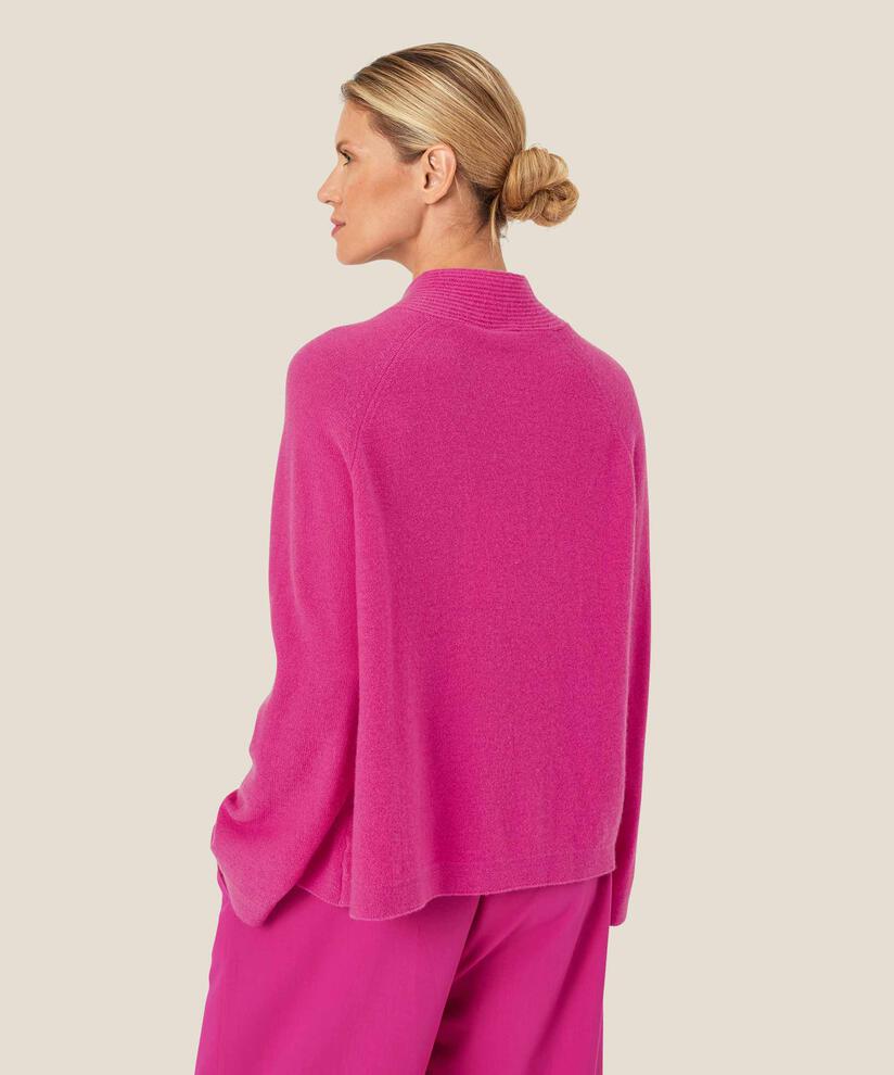 blouse en maille de laine avec liens au cou, Fuchsia Red
