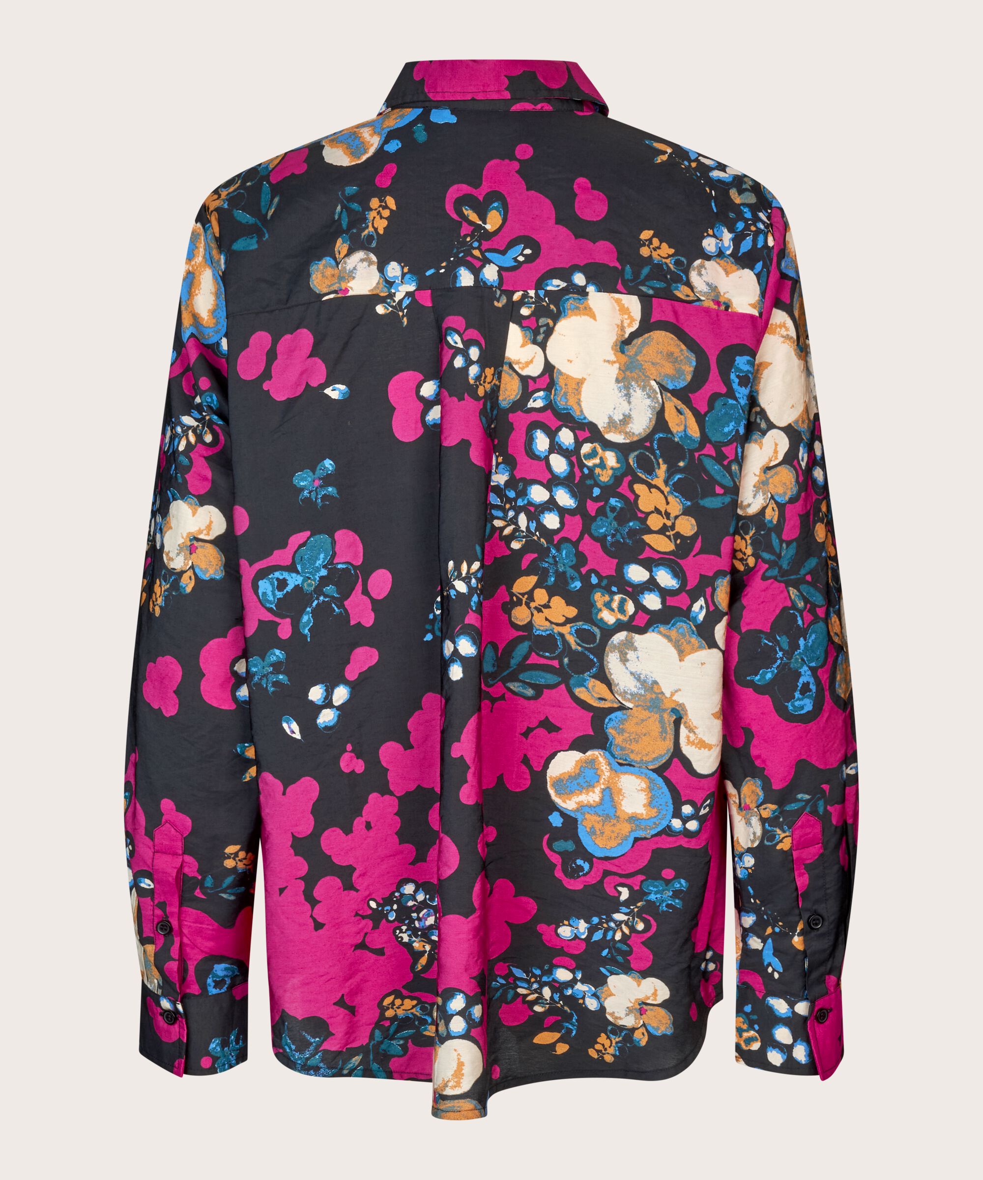 chemise en viscose imprimée avec plis au dos, Fuchsia Red