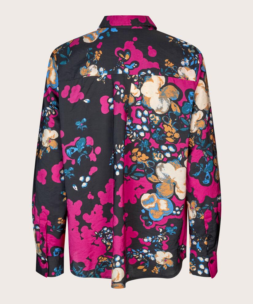 chemise en viscose imprimée avec plis au dos, Fuchsia Red