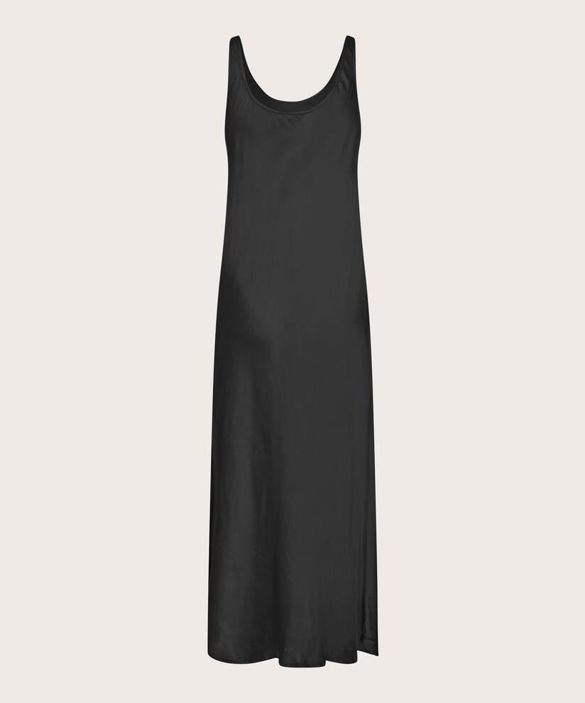 robe en satin de viscose à décolleté profond, Black
