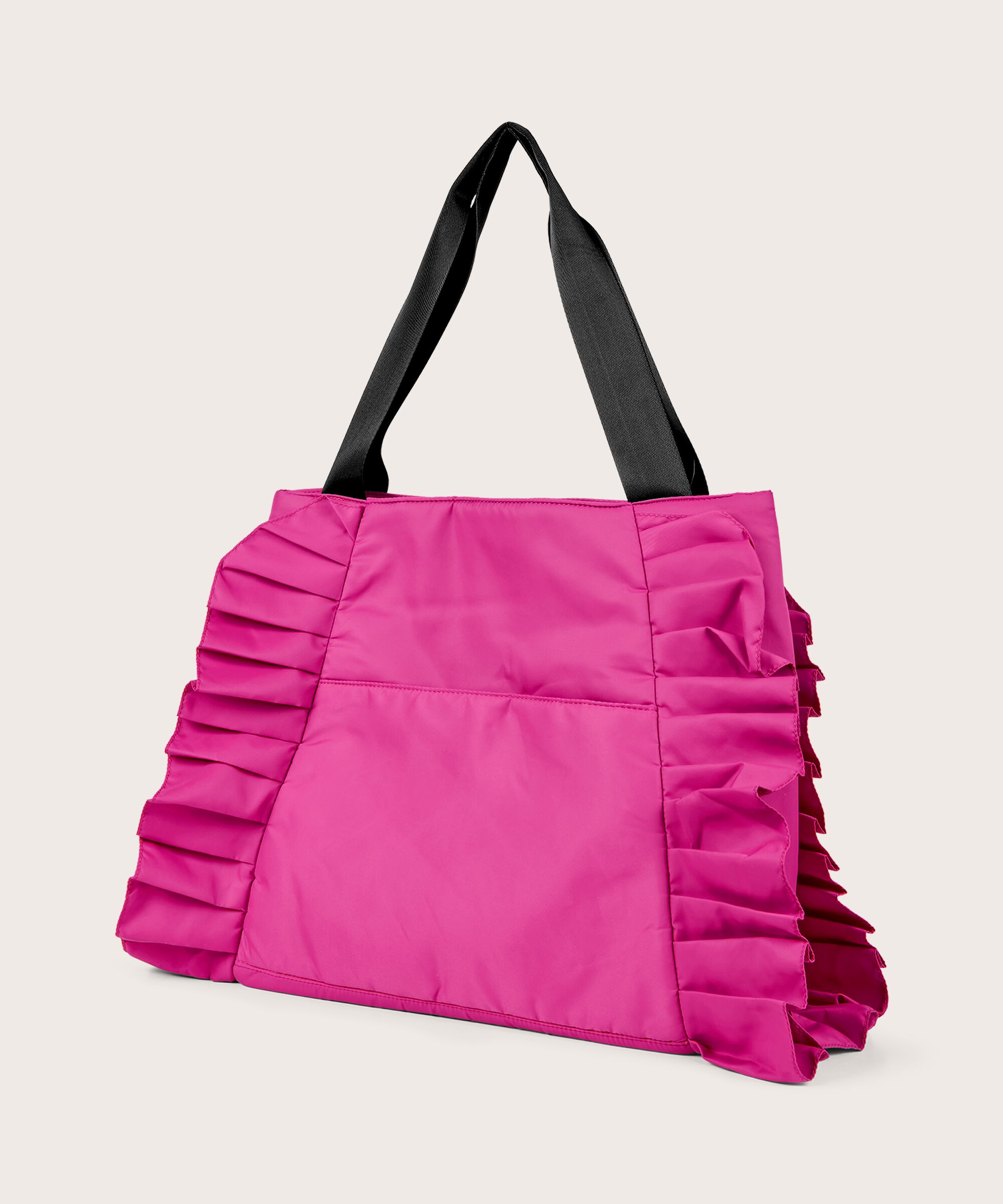 sac en nylon avec volants sur le côté, Fuchsia Red