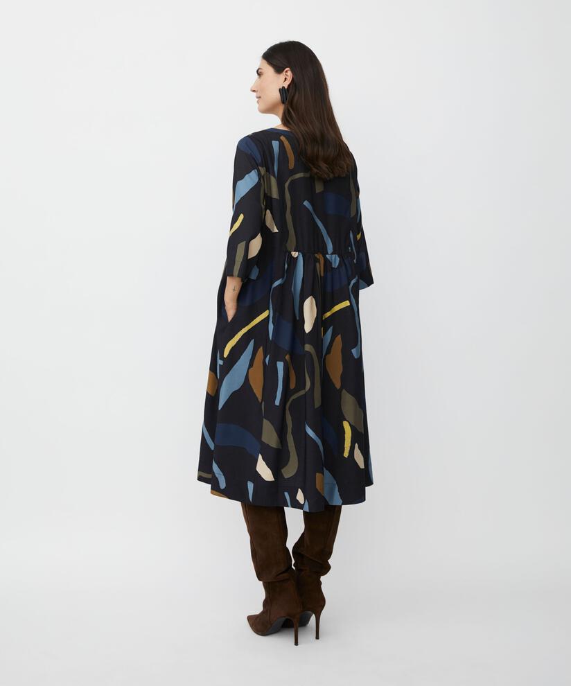 robe en viscose imprimée avec poches fendues, Proven Blue