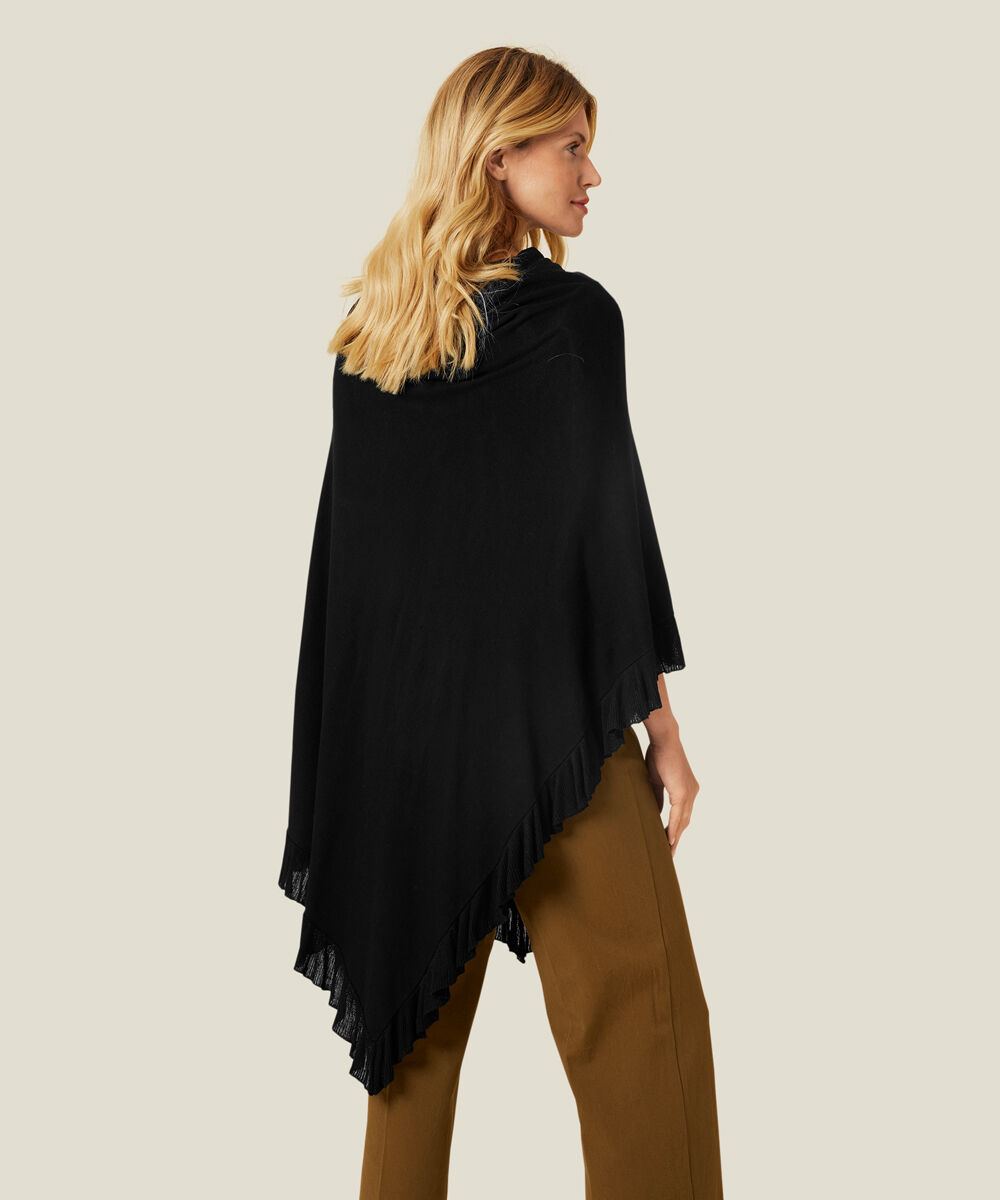 poncho en maille &agrave; coupe asym&eacute;trique, Black