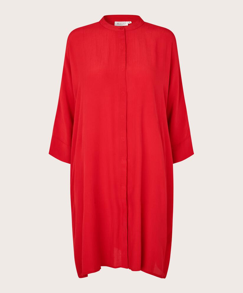 Robe Chemise En Viscose À Manches Trois-quarts, Scarlet Sage