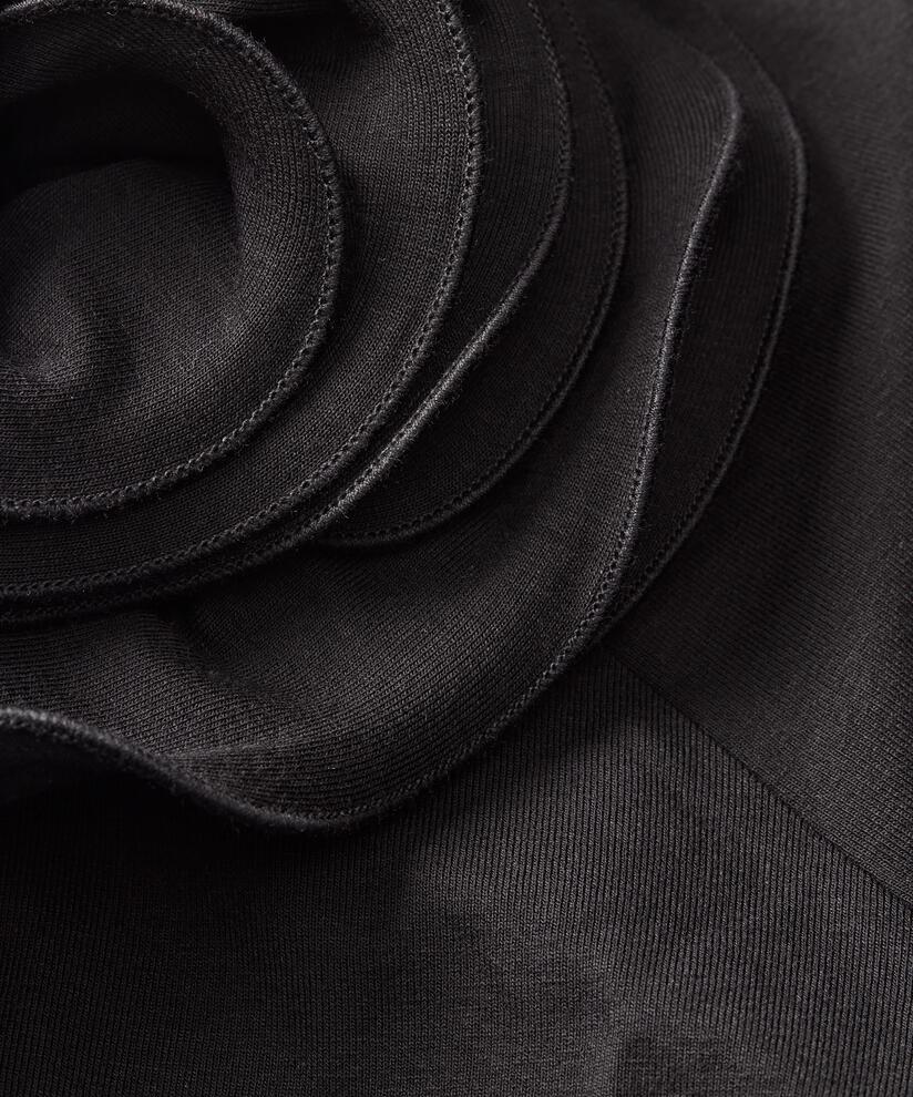 T-shirt avec broche fleur amovible, Black