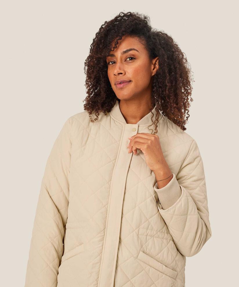 Veste matelassée avec détails côtelés et poches fendues, Oyster White