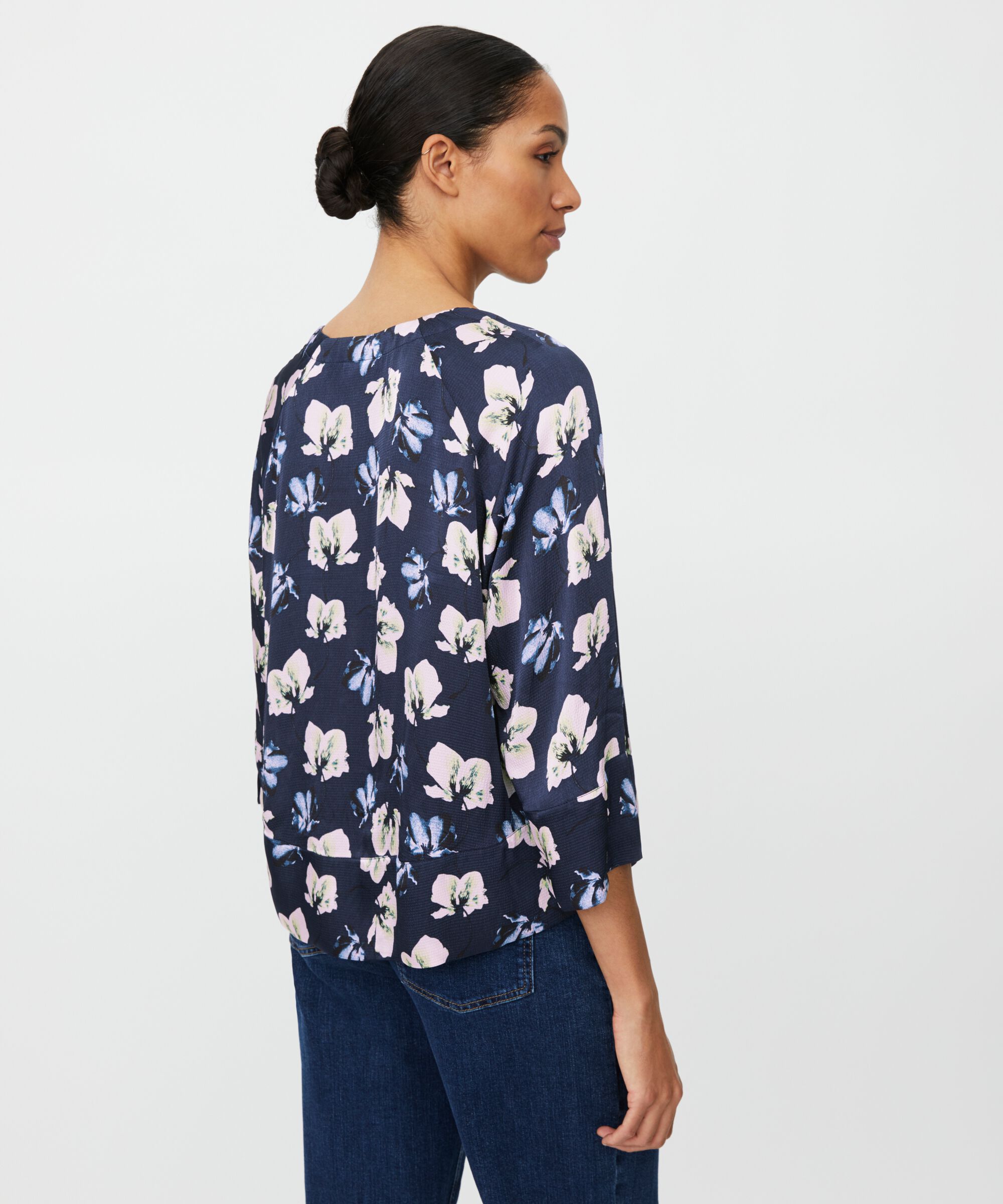 Blouse En Viscose À Col V, Navy Blazer