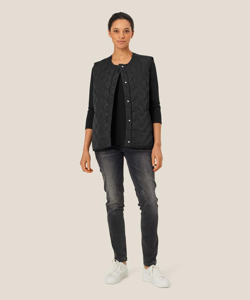 gilet matelassé avec fermeture à bouton-pression, Black