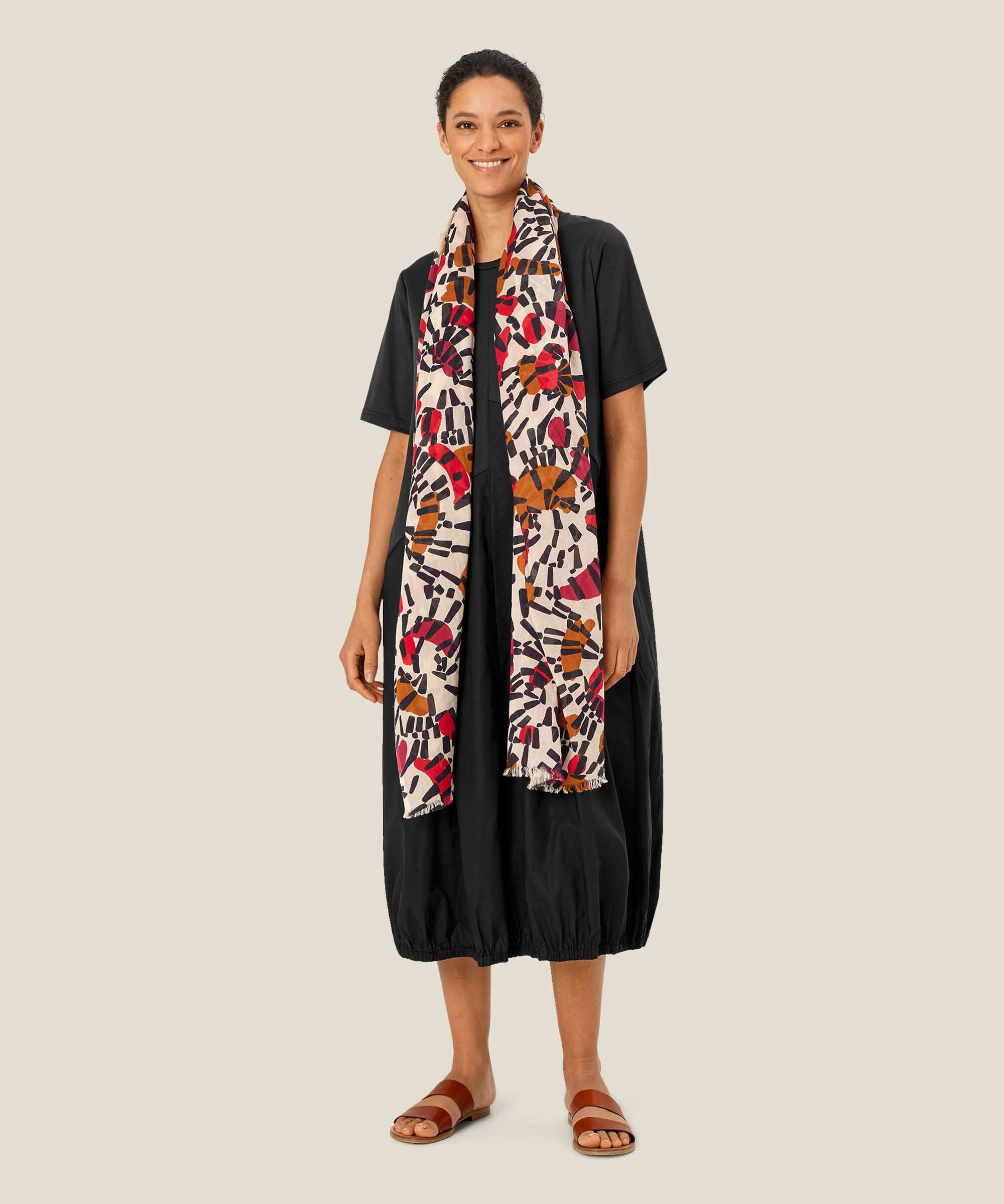 écharpe en coton à motifs, Mars Red