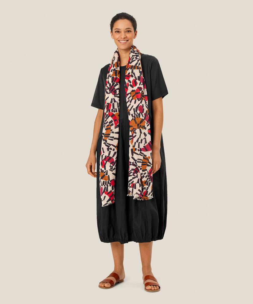 écharpe en coton à motifs, Mars Red