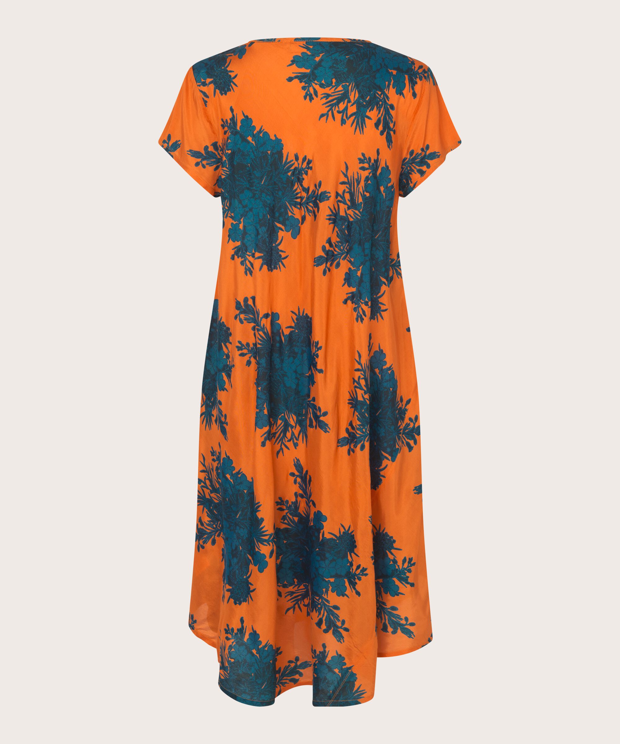 robe en viscose imprimée à col v, Russ Orange