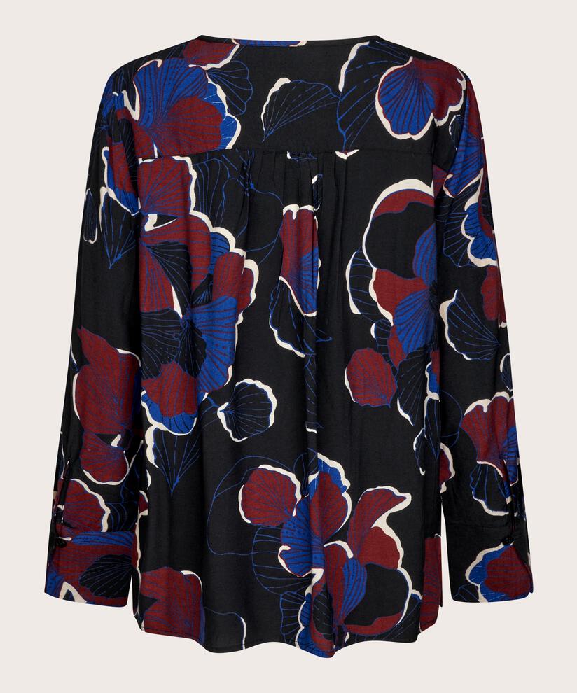 Top en viscose fleuri avec fente au niveau du cou, Tawny Port